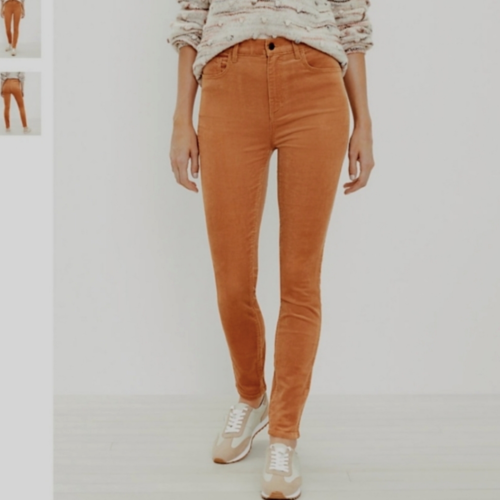 LOFT Corduroy Pant Skinny Stretch Light Sienna Tan/Pumpkin/Brown/Orange 14 Soft